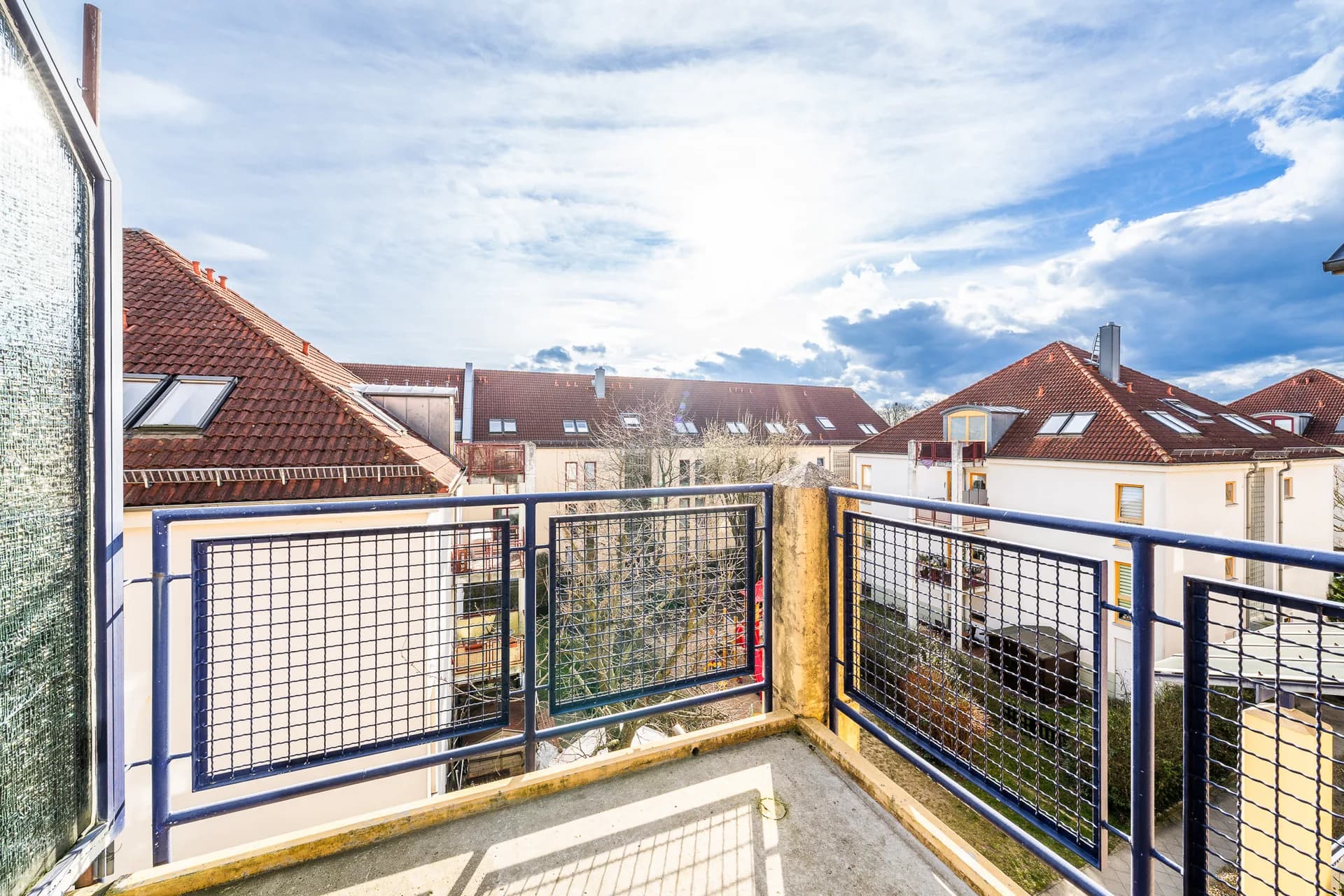 Blick vom Balkon auf den Wohnpark Mahlow